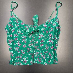 Green cropped floral tank